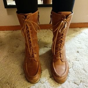 Fossil Brown Lace-up Leather Boots